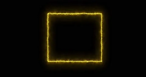 Fiery yellow red rectangle on a black background. Abstract rectangle, sun flame Stock Footage 174920048