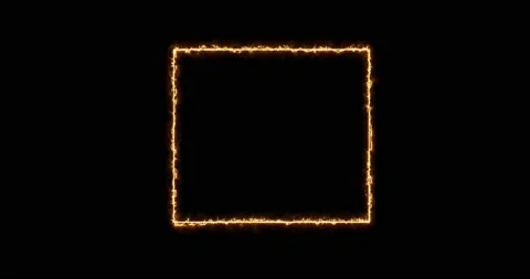 Fiery yellow red rectangle on a black background. Abstract rectangle, sun flame Stock Footage 178610472
