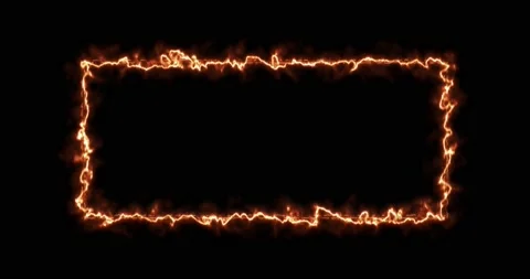 Fiery yellow red rectangle on a black background. Abstract rectangle, sun flame Stock Footage 179142015