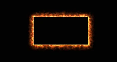 Fiery yellow red rectangle on a black background. Abstract rectangle, sun flame Stock Footage 179662561