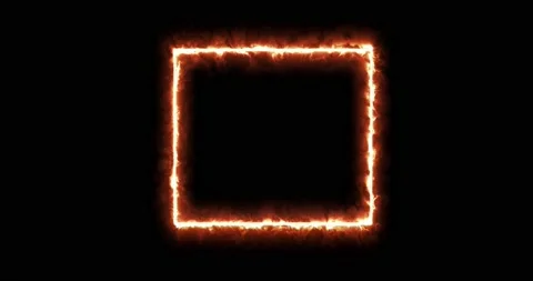 Fiery yellow red rectangle on a black background. Abstract rectangle, sun flame Stock Footage 180705648