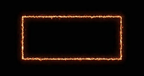 Fiery yellow red rectangle on a black background. Abstract rectangle, sun flame Stock Footage 182592289