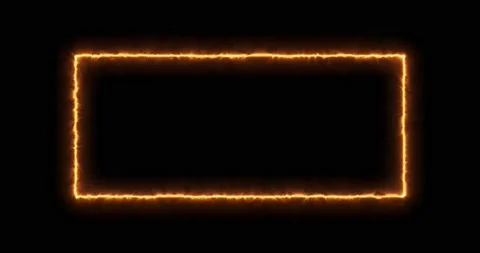 Fiery yellow red rectangle on a black background. Abstract rectangle, sun flame Stock Footage 184101735