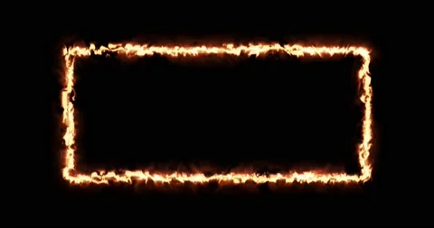 Fiery yellow red rectangle on a black background. Abstract rectangle, sun flame Stock Footage 186242806