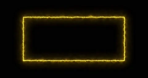 Fiery yellow red rectangle on a black background. Abstract rectangle, sun flame Stock Footage 199689037