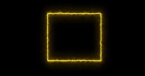 Fiery yellow red rectangle on a black background. Abstract rectangle, sun flame Stock Illustration