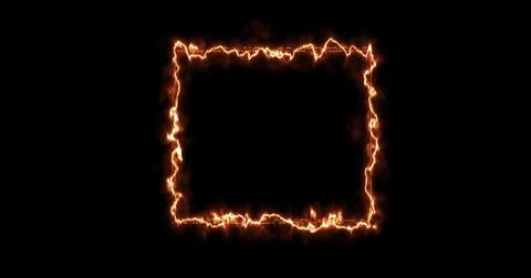 Fiery yellow red rectangle on a black background. Abstract rectangle, sun flame Stock Illustration