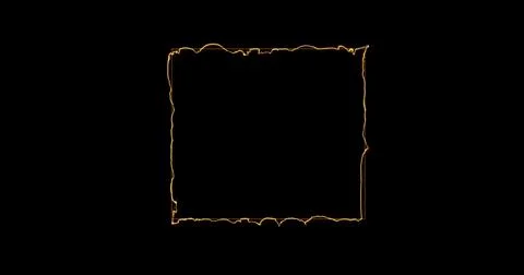 Fiery yellow red rectangle on a black background. Abstract rectangle, sun flame Stock Illustration