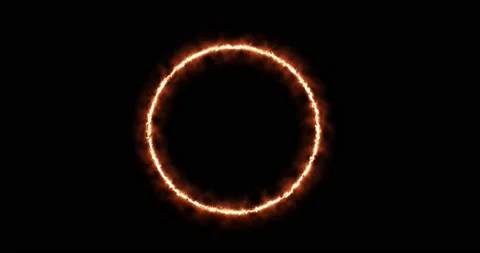 Fiery yellow red ring on a black background. Abstract circle of solar flame. A Stock Footage 166305532