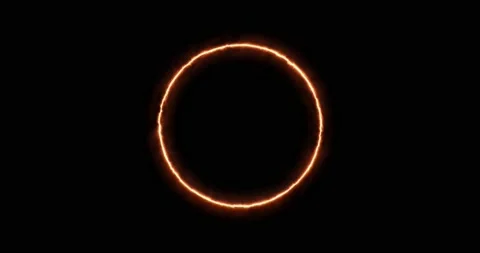 Fiery yellow red ring on a black background. Abstract circle of solar flame. A Stock Footage 169251556