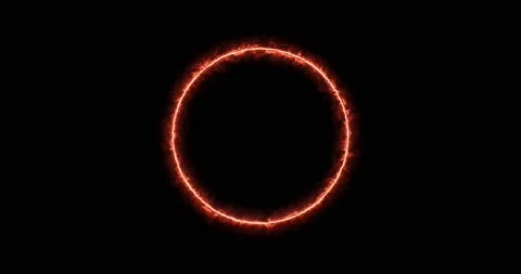 Fiery yellow red ring on a black background. Abstract circle of solar flame. A Stock Footage 169663792