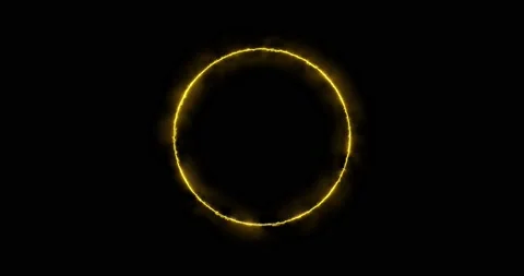 Fiery yellow red ring on a black background. Abstract circle of solar flame. A Stock Footage 170088743