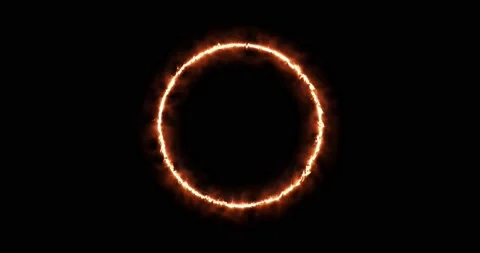 Fiery yellow red ring on a black background. Abstract circle of solar flame. A Stock Footage 170518893