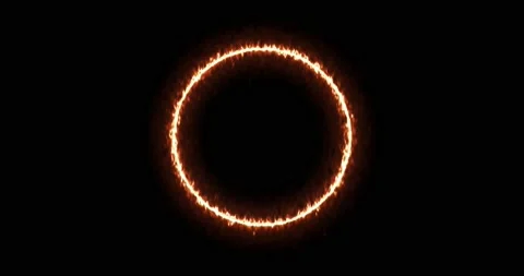Fiery yellow red ring on a black background. Abstract circle of solar flame. A Stock Footage 171138529
