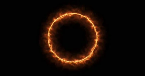 Fiery yellow red ring on a black background. Abstract circle of solar flame. A Stock Footage 171482990