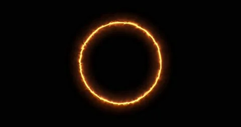 Fiery yellow red ring on a black background. Abstract circle of solar flame. A Stock Footage 172504951