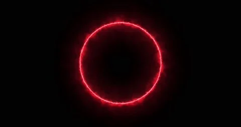 Fiery yellow red ring on a black background. Abstract circle of solar flame. A Stock Footage 196948008