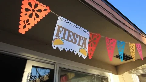Fiesta party sign flag Stock Footage 69108698