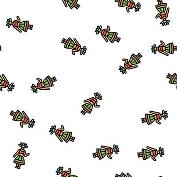 Fiesta woman vector seamless pattern Stock Illustration