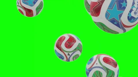 FIFA 2026 Balls Falling on Green Screen With Alpha Matte in 4K Stock Footage 339193911