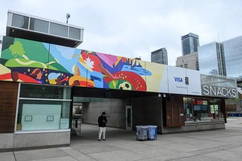 FIFA sign at Nathan Phillip Square in Downtown Toronto Stock Photos