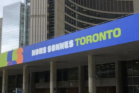 FIFA sign presented at Nathan Phillip Square, Toronto, Canada Stock Photos