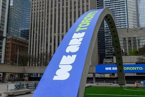 FIFA sign is presented at Nathan Phillip Square, Toronto Stock Photos