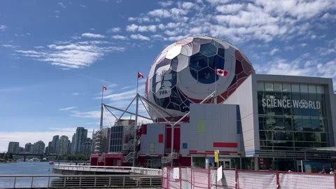 FIFA World Cup 2026 Branding on Science World Dome in Vancouver, Canada Stock Footage 337587190