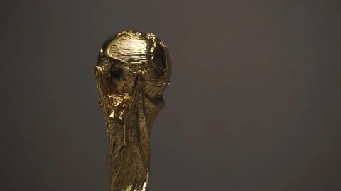 FIFA World Cup Gold Trophy - slow motion movement medium shot Video stock 233002321