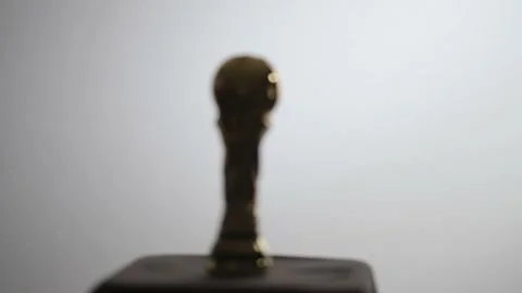 FIFA World Cup Gold Trophy - silhouette focus pull full shot Video stock 233002460