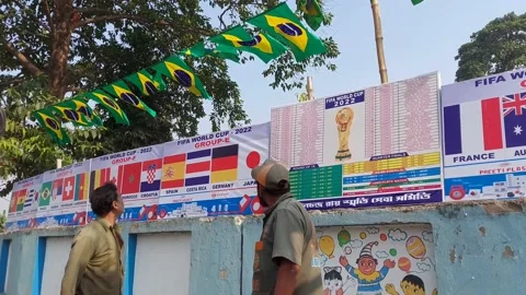 Fifa World cup schedule reading Indian football  fan Stock-Footage 221825610