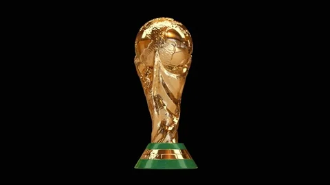 Fifa world cup Throphy,, isolated with matt, loop animation 4k render Stock Footage 219472302
