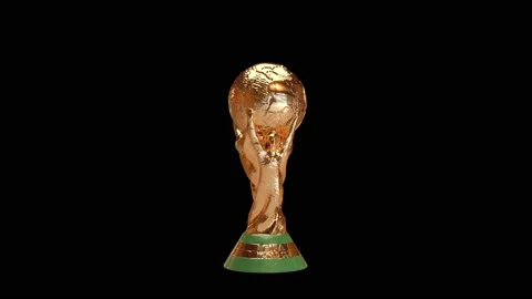Fifa world cup Throphy,, isolated with matt, loop animation 4k render Stock Footage 219489361