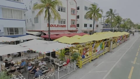 FIFA World Cup watch parties Miami Beach stock aerial video Stock Footage 339368966