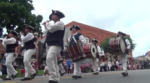 Fife and Drum Corps in Parade, low angle Video stock 52349209