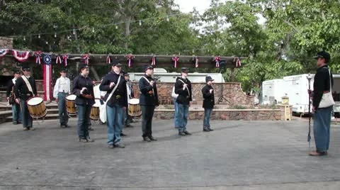 Fife and Drums Start Wide Angle Stock Footage 10559877