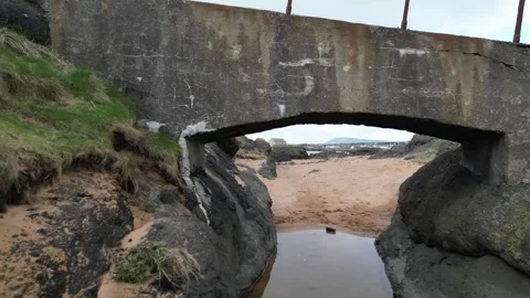 Fife coast Lighthouse Ruby bay Elie drone view Stock Footage 274313478