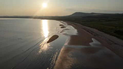 Fife Coastal Path Sunset Waves Drone Flight Stock Footage 311826894