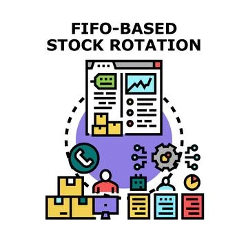 Fifo based inventory stock rotation management system concept Stock Illustration