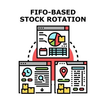 Fifo based stock rotation for inventory system management Stock Illustration