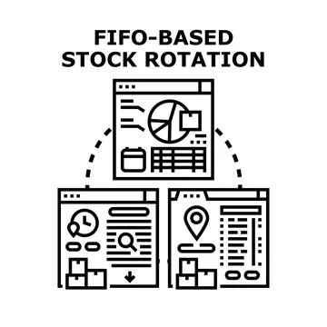 Fifo based stock rotation for inventory system management Stock Illustration