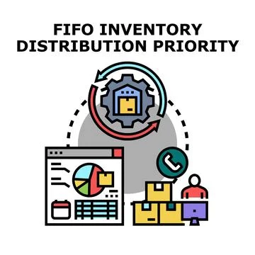 Fifo inventory distribution priority management concept Stock Illustration