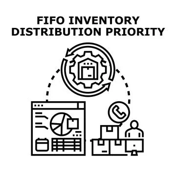 Fifo inventory distribution priority management concept Stock Illustration