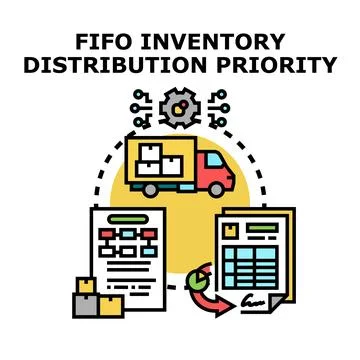 Fifo inventory distribution priority managing logistics process Stock Illustration