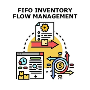 Fifo inventory flow management business concept illustration Stock Illustration