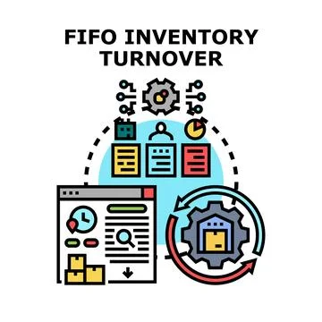 Fifo inventory turnover management optimizing business logistics Stock Illustration