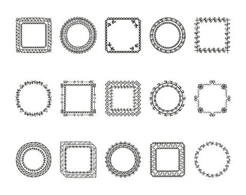 Fifteen drawn frames Stock Illustration