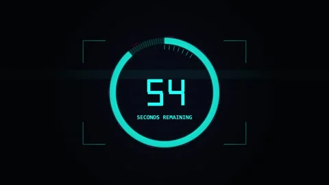 Fifteen minute digital neon countdown timer on black background Stock Footage 345203468