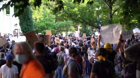 Fifth day of the George Floyd Protests in Washington DC for Black Lives Matter Stock Footage 158445840