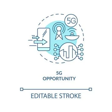 Fifth generation opportunity turquoise concept icon Stock Illustration